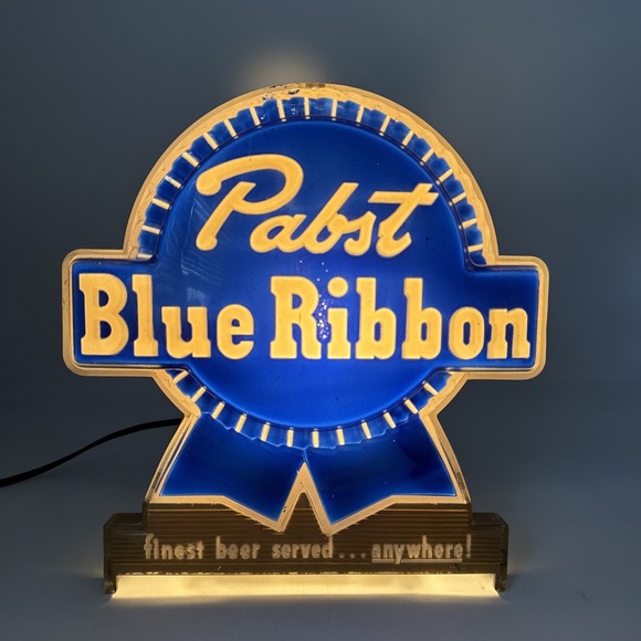 VINTAGE PABST BLUE RIBBON BEER LIGHT SIGN 10" X‎ 9" LIGHTS UP - Picture 1 of 9